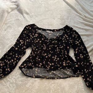 American Eagle Outfitters Black Floral Blouse